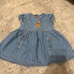 Vintage Denim Dress with Winnie the Pooh Embroidery